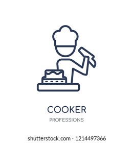 Cooker icon. Cooker linear symbol design from Professions collection. Simple outline element vector illustration on white background.