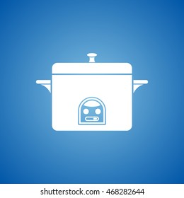 Cooker Icon on blue color.