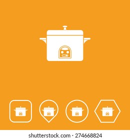 Cooker Icon on Flat UI Colors with Different Shapes. Eps-10.