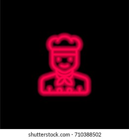 Cooker red glowing neon ui ux icon. Glowing sign logo vector