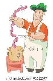 cooker and sausages