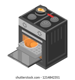 Cooker stove icon. Isometric of cooker stove vector icon for web design isolated on white background