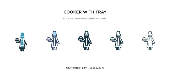 cooker with tray icon in different style vector illustration. two colored and black cooker with tray vector icons designed in filled, outline, line and stroke style can be used for web, mobile, ui