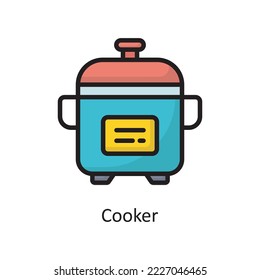 Cooker Vector Filled Outline Icon Design illustration. Housekeeping Symbol on White background EPS 10 File