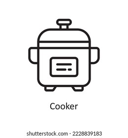 Cooker Vector Outline Icon Design illustration. Housekeeping Symbol on White background EPS 10 File