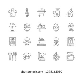 Cookery Concept Line Icons, Signs, Vector Set, Outline Illustration Concept 