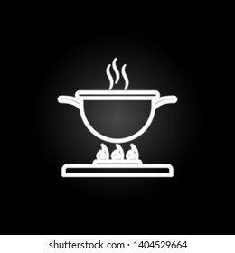 Cookery, food preparing, frying neon icon. Elements of kitchen utencils set. Simple icon for websites, web design, mobile app, info graphics