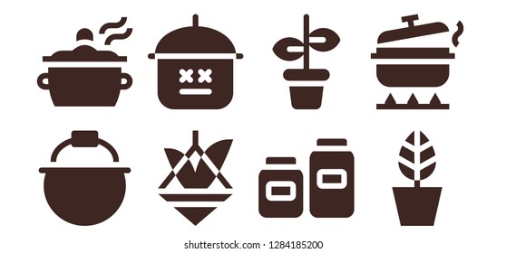  cookery icon set. 8 filled cookery icons. Simple modern icons about  - Pot, Pots