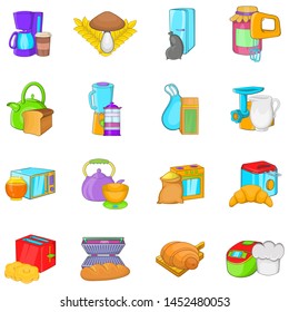 Cookery icons set. Cartoon set of 16 cookery vector icons for web isolated on white background