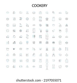 Cookery Icons, Signs, Outline Symbols, Concept Linear Illustration Line Collection