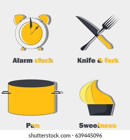 cookery kitchen icon bast set