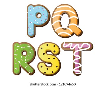 Cookie Alphabet Illustration P through T EPS 8 vector no open shapes or paths.