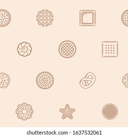 Cookie background - Vector seamless pattern of sweet dessert for graphic design