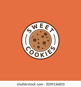 Cookie bakery circle minimalist logo design emblem, label vector template