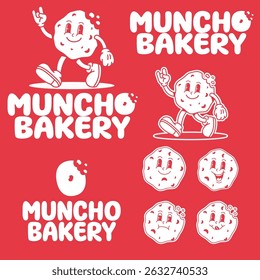 Cookie BAKERY package cute retro cartoon vector hand drawn