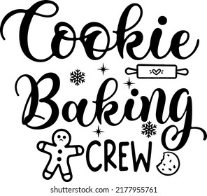 Cookie Baking Crew Typograpy SVG, Christmas Baking Svg, Christmas Bake, Christmas Pot Holder Svg, Dxf, Png Instant Download, Christmas Shirt