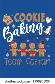 Cookie Baking Team Captain Christmas Bakers Gingerbread Xmas Vector Illustration Graphic Design for Document and Print