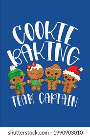 Cookie Baking Team Captain Christmas Bakers Gingerbread Vector Illustration Graphic Design for Document and Print