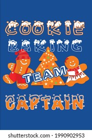 Capitán del Equipo de Cookie Baking: Camisas Gingerbread Vector de Árbol de Navidad Diseño Gráfico para Documentos e Impresión