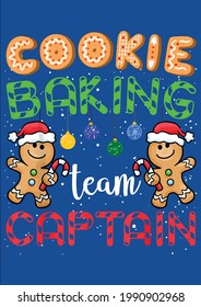 Cookie Baking Team Captain Gingerbread Christmas Vector Illustration Graphic Design for Document and Print