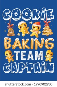 Cookie Baking Team Captain Gingerbread Christmas Bake Lover Vector Illustration Graphic Design for Document and Print