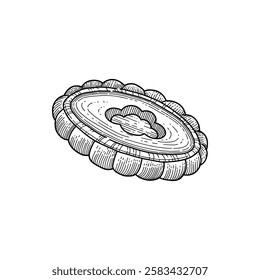 Cookie and biscuit doodle. Desserts, pastry, crackers, chocolate chip cookies in sketch style. Hand drawn vector illustration isolated on white background for your design