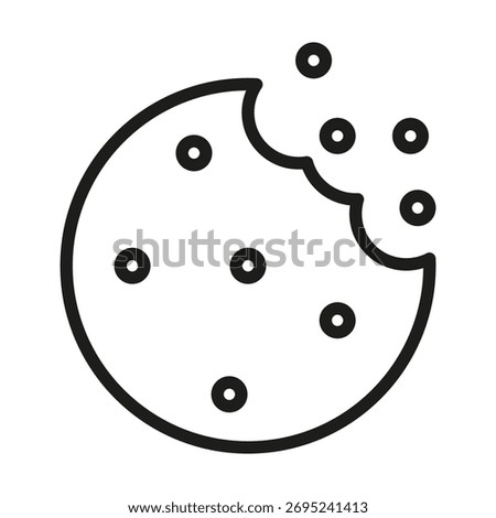 Cookie biscuit icon. Sweet baked symbol. Outline Vector food. Bite missing dessert. EPS 10.