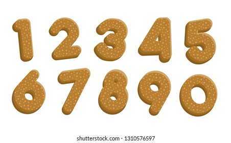 cookie / biscuit  letter illustration set(numbers / 0-9 )