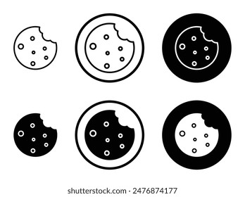 Cookie black filled and outlined icon set