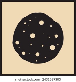 Cookie Black Silhouette Vector Icon, Vector Illustration, Cookies crunchy, tasty, illustration Design