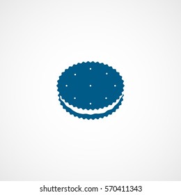 Cookie Blue Flat Icon On White Background