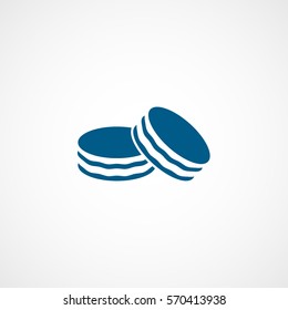 Cookie Blue Flat Icon On White Background