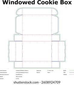 Cookie Box Packaging Die Cut Template With Window For Pastry Products