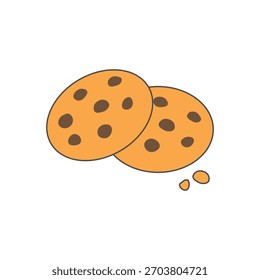 Cookie break com dois biscoitos de chocolate com um detalhe de migalha. Ideal para momentos de lanche, intervalos acolhedores e temas de conforto doce.