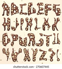 Cookie Brownies Nuts font bitten, Part 1/2 Alphabet