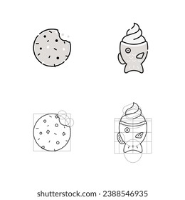 Cookie and bungeoppang-taiyaki ice cream icon.