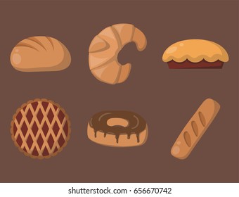 Cookie cakes isolated tasty snack delicious chocolate homemade pastry biscuit vector illustration