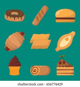 Cookie cakes isolated tasty snack delicious chocolate homemade pastry biscuit vector illustration