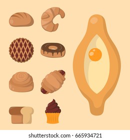 Cookie cakes isolated tasty snack delicious chocolate homemade pastry biscuit vector illustration