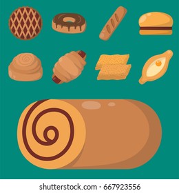 Cookie cakes isolated tasty snack delicious chocolate homemade pastry biscuit vector illustration