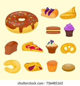 Cookie cakes tasty snack delicious chocolate homemade pastry biscuit vector illustration