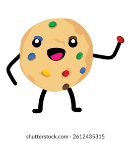 Cookie cartoon character illustration isolated on white background. Cookie vector icon. Cute angry cookie.
