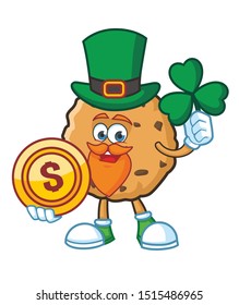 cookie cartoon character mascot design with green hat patrick day