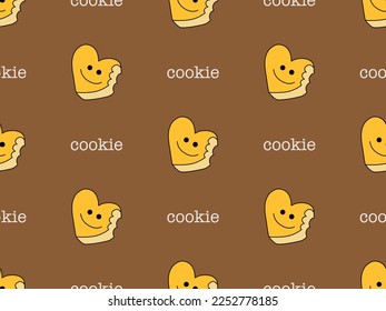 Cookie cartoon character seamless pattern on brown background