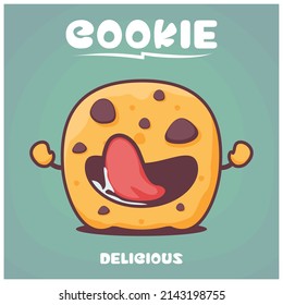 cookie cartoon. food vector illustration. with a funny expression