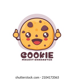 cookie cartoon mascot, suitable for, logos, prints, stickers, etc, isolated on a white background.