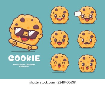 cookie cartoon. vector illustration with different expressions