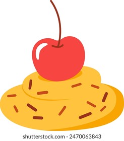 Cookie With Cherry Vector Illustration