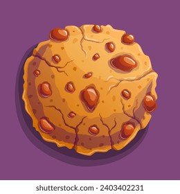 Cookie with choco chips isolated on background. Vector illustration.