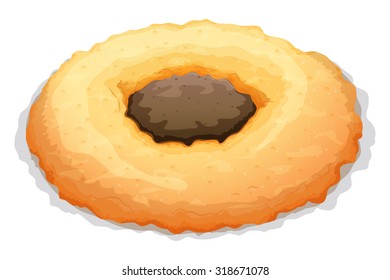 Cookie with chocolate in center illustration